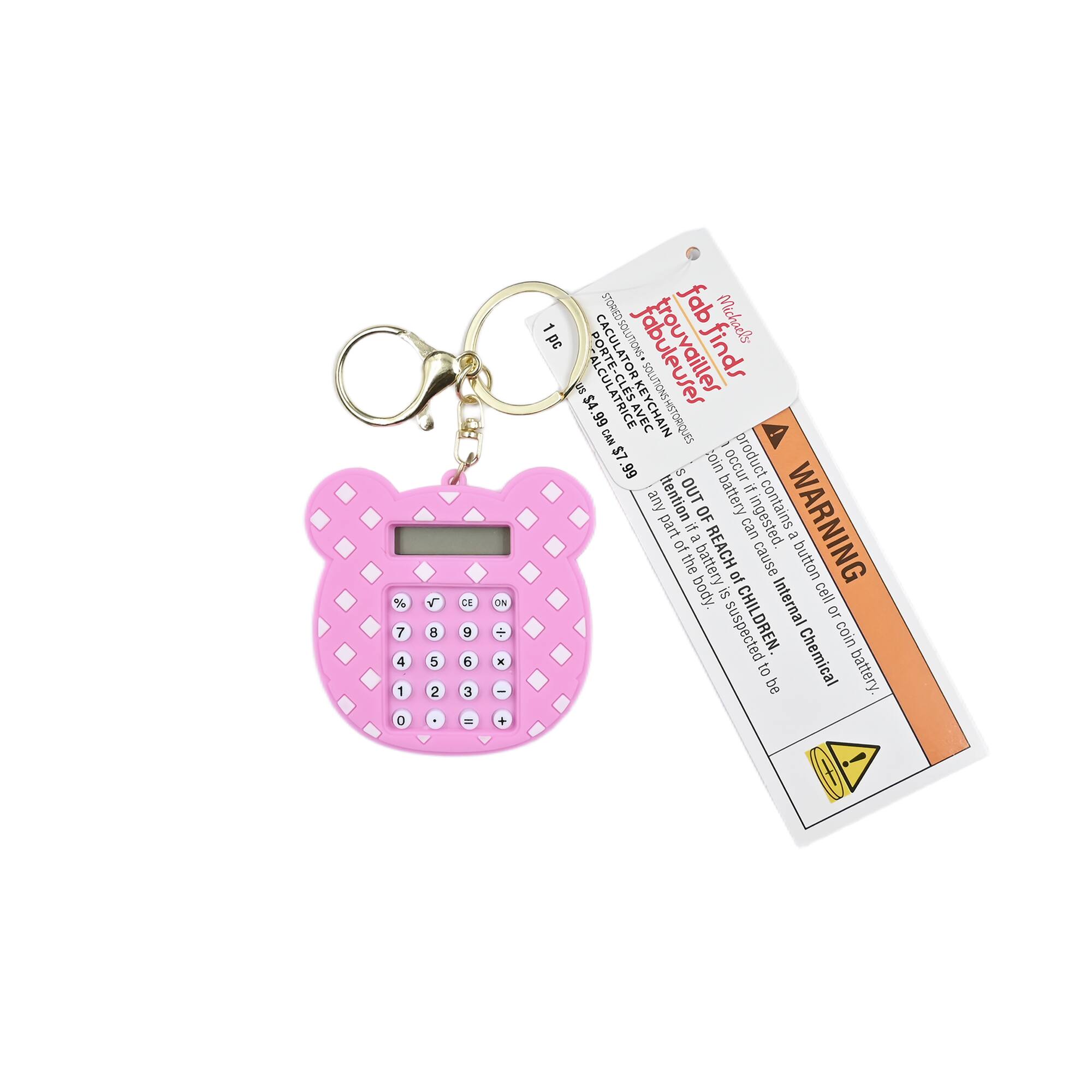 Mini Pink Keychain Calculator by Fab Finds